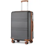 KONO Koffer Handgepäck Trolley Leicht Hartschalenkoffer Reisekoffer mit 4 Rollen und TSA Schloss, 52x38x21cm, 36Liter, Zwillingsrollen Rollkoffer, ABS+PC Hartschale (Grau/Braun, M)
