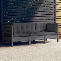 vidaXL 3-Sitzer-Gartensofa grau