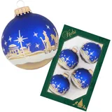Krebs Glas Lauscha Weihnachtsbaumkugel Bethlehem Blau 4er-Set 7cm
