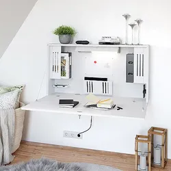 Hammerbacher Wandschreibtisch - Mini Home Office / Größe: 120x26x65 cm (BxTxH) / Farbkombination: Weiß/Weiß - Art-Nr: vwo12/w/w