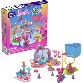Mattel MEGA HHP89 - Barbie Color Reveal Bauspielzeug, Tiere zum Trainieren und Waschen mit 2 kleinen Barbie-Puppen, Zubehör, 6 Tieren, Farbwechsel und 15 Überraschungen, Konstruktionsspielzeug ab 5 Jahren
