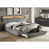 INOSIGN Polsterbett INOSIGN "CiTY/GiRON,, gepolstertes Stauraumbett, mit LED Beleuchtung", grau (anthrazit), B:210cm H:110cm L:235cm, Betten, Polsterbett, Bettkasten mit Hundebett oder als Stauraum, klappbare Kopfteile