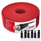 4mm2 50m Solarkabel Solar Verlängerungskabel 4mm2 mit 30A Solarstecker Photovoltaik Solarkabel Verlängerung IP67 Wasserdichter Rot für Balkonkraftwerk, Solarpanel, PV, Erdverlegbare Halogenfrei