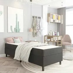 vidaXL Boxspringbett Dunkelgrau Stoff 100x200 cm