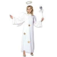 NET TOYS Engelskostüm mit Kleid Flügeln Heiligenschein Engel Kostüm Engelkostüm Weihnachten Gr L 42/44