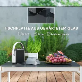 Outsunny Gartenmöbel Set aus Polyrattan Lounge-Set mit 2er Sofa Sessel Glastisch - Hellgrau