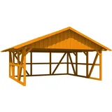 SKANHOLZ Skan Holz Carport Schwarzwald m. Dachschalung u. Rückwand 684 x 600 cm Eiche