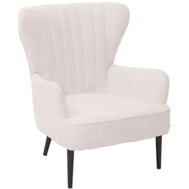 Mendler Lounge-Sessel HWC-K37 Bouclé 75 x 80 x 78 cm Weiß mit Kissen
