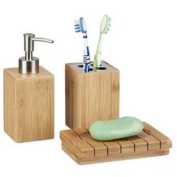 relaxdays Badaccessoires-Set braun