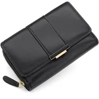 HNOOM Geldbörse Damen Klein Portemonnaie Damen PU Leder Geldbeutel Damen mit Reißverschluss Münzfach Mini Brieftasche Kreditkartenetui mit 9 Kartenfächer, Geschenke für Damen(Schwarz-1