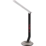 GLOBO Lighting - Tischleuchte Tischlampe LED Büroleuchte Arbeitslampe Schlafzimmerleuchte Silber alu Uhr Touchdimmer h 75 cm