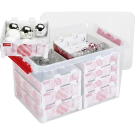 SUNWARE Weihnachtsbox Q-line 62L mit Einsatz für 116 Kugeln transparent rot