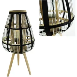 NOOR living Windlicht, Bambus/Metall/Glas