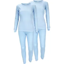 Thermounterwäsche Damen 2er Set | Hemd + Hose | Innenfleece | Hellblau L