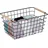 Relaxdays Drahtkorb Gitter Design mit Holzgriffen 31 x 21 x 16 cm schwarz