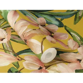 tesa rasch Magnolia Vliestapete 6 m x 0,53 m 1 St Gelb/Grün/Orange 371130