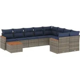 vidaXL Gartensofa-Set mit Kissen, grau, Polyrattan