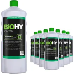 BiOHY Spülmittel (9x1l Flasche) | Frei von schädlichen Chemikalien & biologisch abbaubar | Glanz- & Fettlöseformel