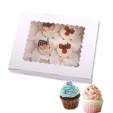 GEHENFRUCHT Cupcake Box, 10pcs Cupcake Muffin Transportbox Cupcake Muffin Box mit Fenster,Kuchenbehälter Geeignet für Muffins, Makronen, Brot, Kuchen