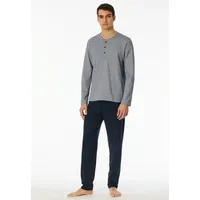 SCHIESSER Herren Schlafanzug lang mit Knopfleiste-Nightwear Set Pyjamaset, Nachtblau_182515,