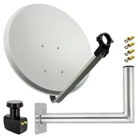 PremiumX Satelliten-Komplettanlage 60cm Satellitenantenne Twin LNB Wandhalter 45cm ALU