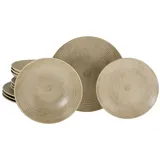 CreaTable Geschirr-Set 21388 (12-tlg), Steingut, Serie Catania Sand, 12-teiliges Teller Set aus Steinzeug gelb