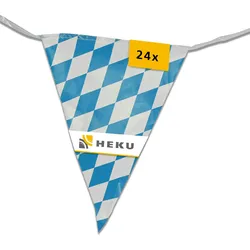 HEKU 24 Stück wetterfeste Wimpelkette für Oktoberfest-Deko  robuste, langlebige und wiederverwendbare bayerische Girlande, einfach zu befestigen