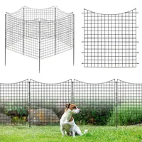 COSTWAY 5 Stück dekorativer Gartenzaun, 98 cm hoch, Steckzaun Metall mit 6 Metallpfählen, Landschaftszaun für Blumenbeet, Dekozaun Metallzaun Teichzaun rostfrei, Tierbarriere für Hunde, Schwarz