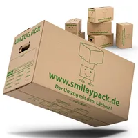 smiley pack 100 Umzugskartons 620 x 300 x 330 mm bis 40 kg 1.40 C-Welle (stabil wie zweiwellige Umzug Kartons) stabil groß stark - 100 Stück - Umzugskiste Umzugskarton