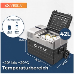 VESKA Kompressor Kühlbox elektrisch, Gefriertruhe mit APP-Steuerung - 42l anthrazit