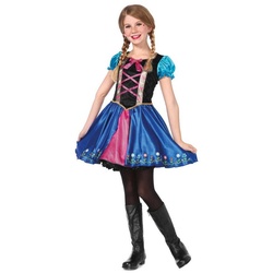 Leg Avenue Kostüm Frozen Anna Kinderkostüm für Mädchen, Märchenhaftes Kleid im verspielten Dirndl-Look blau 110-116