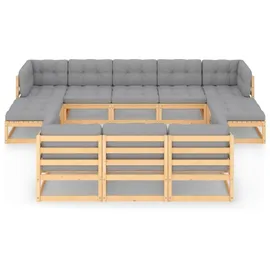 vidaXL Garten-Lounge-Set 10-tlg. natur/grau 3077164