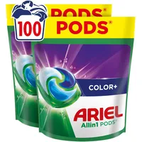 Ariel Allin1 PODS, Flüssigwaschmittelkapseln 100 Wäschen, Color+, Fleck-Weg-Power ab der 1. Wäsche, selbst in kaltem Wasser