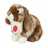 Teddy Hermann 93724 - Hase sitzend dunkelbraun weiß gescheckt, 20 cm