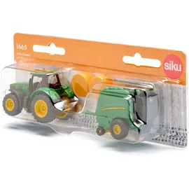 Siku 1665 - John Deere Traktor mit Ballenpresse 1:55
