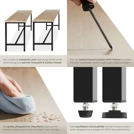 Tectake tectake® Sitzgruppe, 3-teilig, Industrial Style, mit höhenverstellbaren Kunststofffüßen