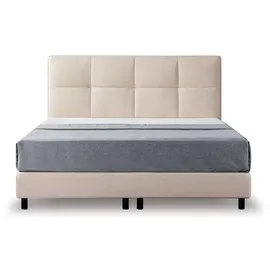 V6 Boxspringbett Modell 213 mit Taschenfederkernmatratze-25cm - Beige