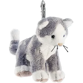 Schaffer Schlüsselanhänger Katze Cleo, 10 cm, grau-weiß