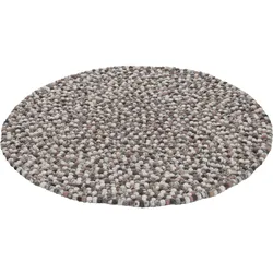 Wollteppich THEKO "Felty 2.2" Gr. 9, beige (natur), H:22mm Ø:120cm, Wolle, Teppiche, Filzkugel-Teppich, reine Wolle, handgefertigt