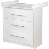 roba Wickelkommode „Maren“ mit abnehmbarem Aufsatz, schmal, 3 Schubladen, Wickelhöhe 90,5 cm, Weiß