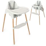 Zamboo Hochstuhl Grau, Baby Kinderhochstuhl ab 6 Monate, 3,5 kg leicht, mit Tablett & Gurt