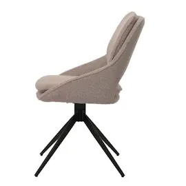 Mendler 2er-Set Esszimmerstuhl HWC-N73, Küchenstuhl, drehbar Auto-Return, Stoff/Textil Boucle (540g/m2) Öko-Tex ~ Beige