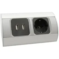 Kalb Material Für Möbel USB-Steckdose 2-fach Schwarz/Silber