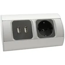 Kalb Material Für Möbel USB-Steckdose 2-fach Schwarz/Silber