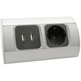 Kalb Material Für Möbel USB-Steckdose 2-fach Schwarz/Silber