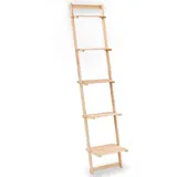 Festnight Leiter-Wandregal | Pflanzenregal | Leiterregal | Blumenregal | Blumentreppe | Pflanzleiter | Pflanztreppe | Beige Zedernholz 41,5x30x176 cm