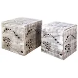 Homestyle4u Beistelltisch Grau Kiefer 45 x 45 x 45 cm
