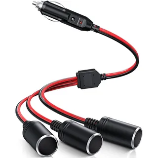 Zigarettenanzünder Verteiler mit Steckdose,KFZ Auto Zigarettenanzünder Stecker, 3 Fach Auto Adapter Splitter, Adapter Zigarettenanzünder Steckdose für 12V-24V Motorrad LKW Lieferwagen Wohnmobil(60cm)