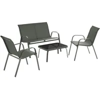 Tectake Sitzgruppe Nora für 4 Personen, - Dunkelgrau