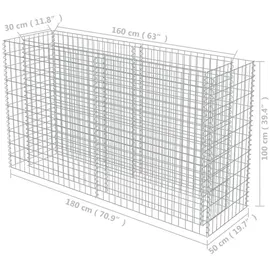 vidaXL Gabionen-Hochbeet Stahl 180×50×100 cm